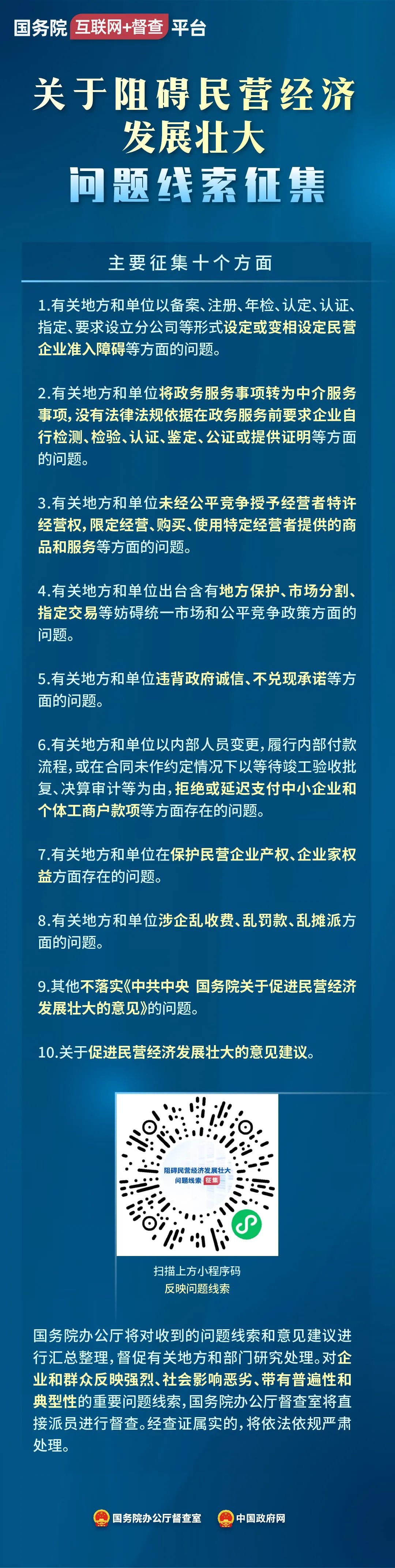 阻碍民营经济发展壮大问题线索征集！