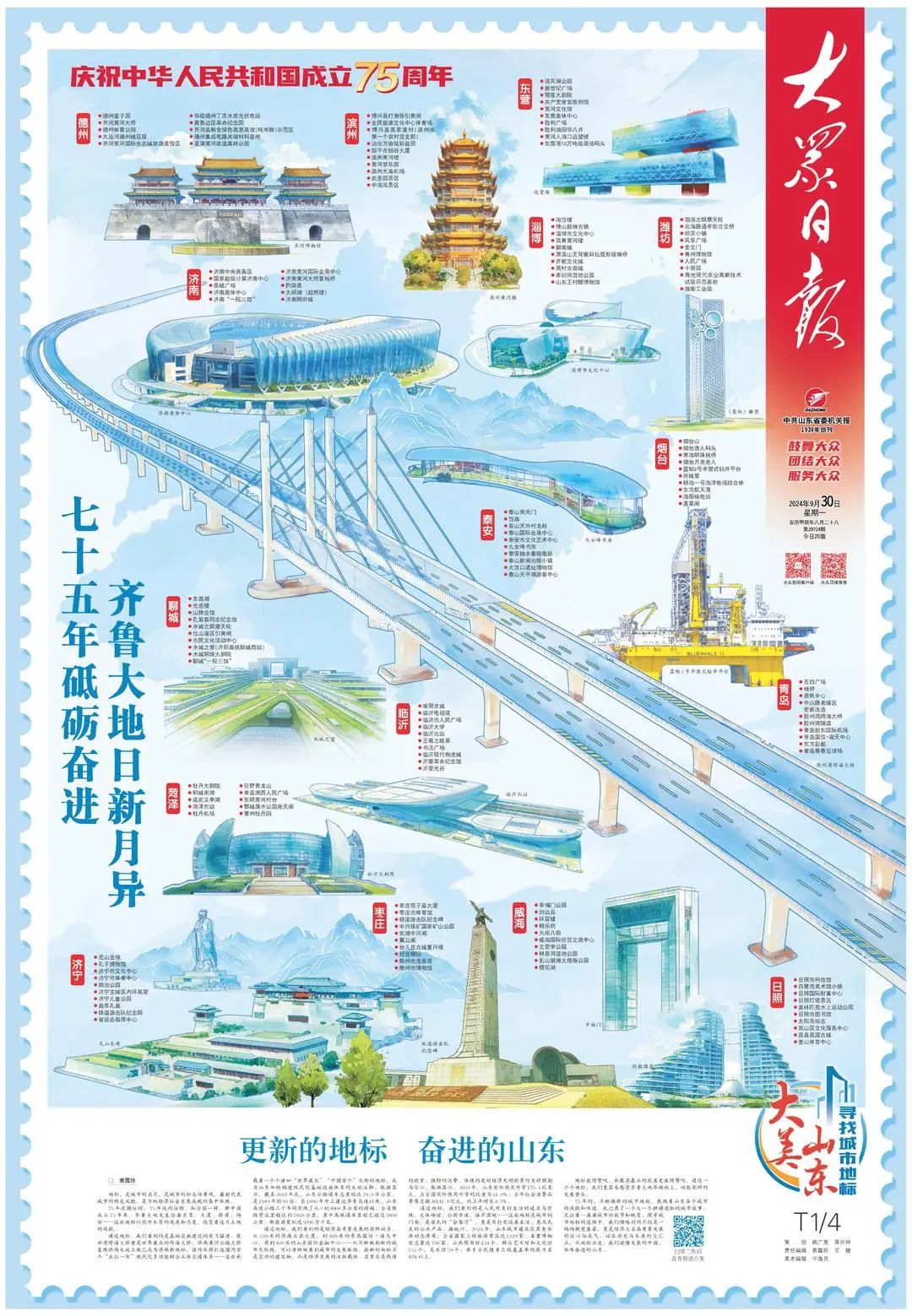 大众日报创意竖通版特刊献礼新中国75周年华诞